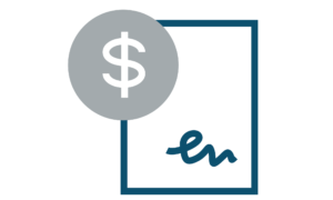 Dollar sing on paper icon depicting accounting service